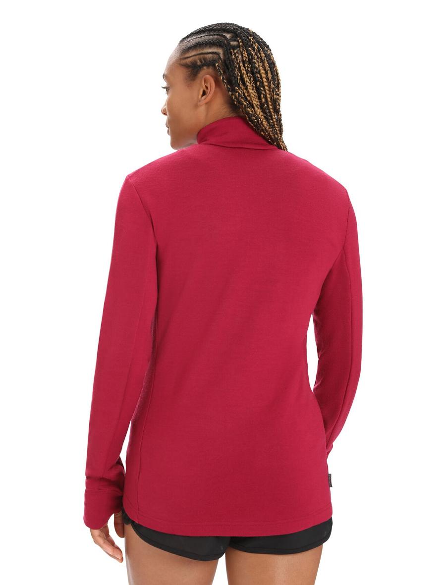 Cherry Icebreaker Merino Quantum III Long Sleeve Zip Women's Hoodie | AU 1680MQZA